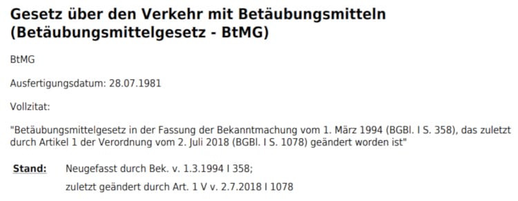 BtMG - Betäubungsmittelgesetz