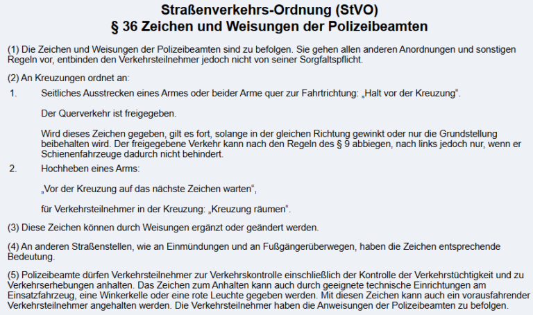 Verkehrskontrolle § 36 StVO