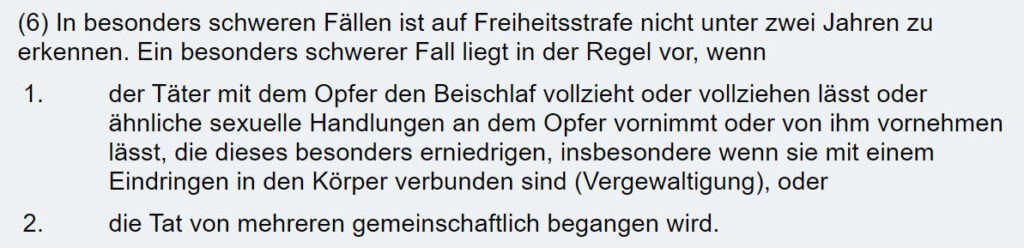 Vergewaltigung Sexualstrafrecht Anwalt Strafverteidiger