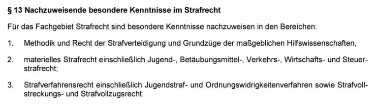 Fachanwalt für Strafrecht 13 FAO