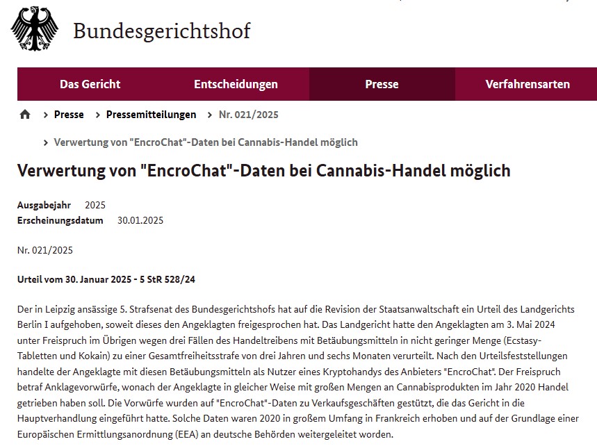 EncroChat BGH Cannabis
