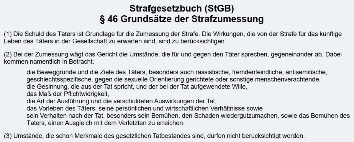 § 46 StGB - Strafzumessung Kokain