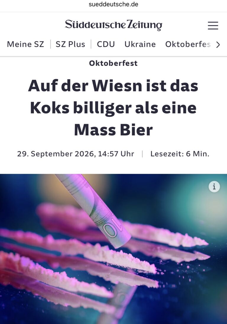 SZ: Kokain billiger als Bier